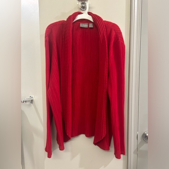 Chico’s Travelers Cardigan 3 Red Long Sleeve Fold Over Crinkle - Picture 1 of 8